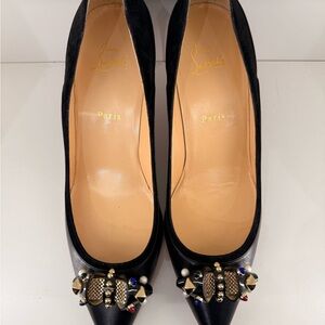 Pre Owned Christian Louboutin Black Heels with Embellishments Shoes Sz 41 & 42